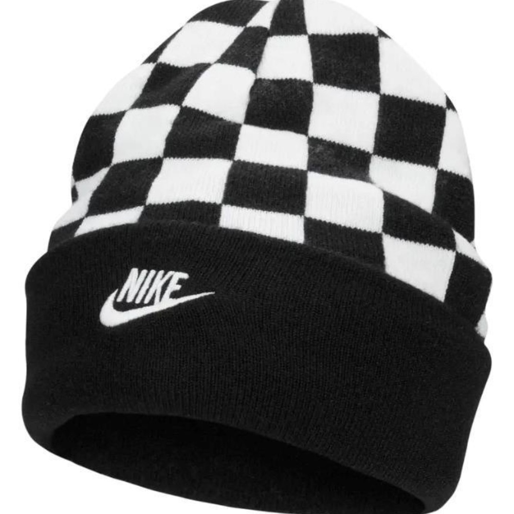 BACK TO SCHOOL Nike Kids Reversible Beanie Smiley Face, Logo, Checkered Hat - Picture 5 of 6